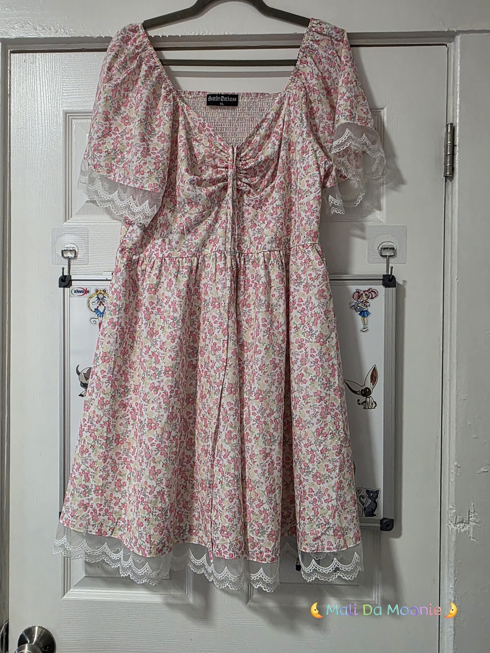 Sweetheart Pink Floral Mini Dress with Ruched Bodice - Picture 4 of 5